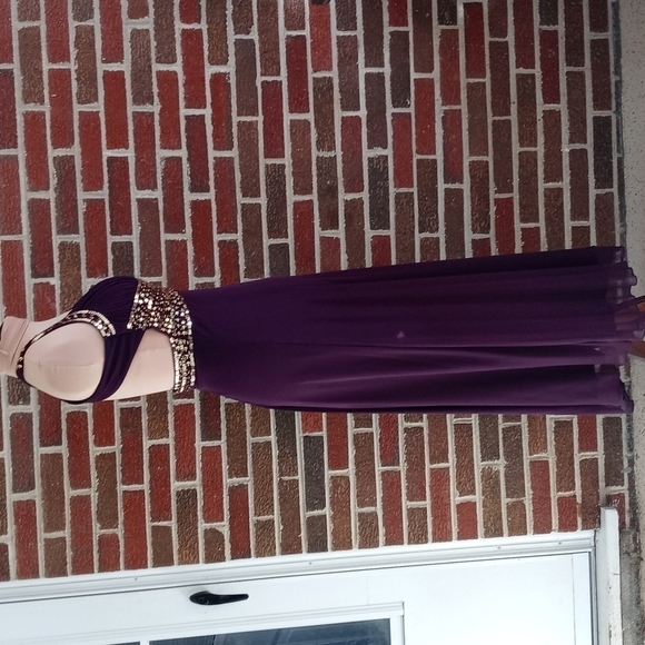 Blondie Nites Purple Maxi Dress with Gold Accents - Picture 5 of 11